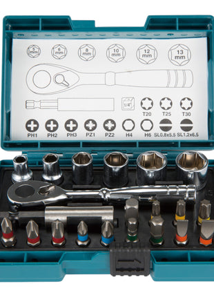 Makita Jeu d'embouts à cliquet 21 pièces PH / PZ / T / SL / H ( B-54081 )