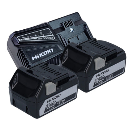 HiKOKI G18 DSL2 W5Z Akku Winkelschleifer 18 V 125 mm + 2x Akku 5,0 Ah + Ladegerät