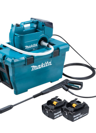 Makita DHW 080 T2K Akku Hochdruckreiniger 36 V 2x 18 V 80 bar 380 l h Brushless 2x Akku 5 0 Ah ohne Ladegeraet 0 - toolbrothers