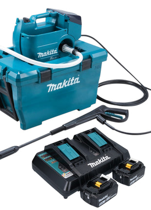 Makita DHW 080 PT2K Akku Hochdruckreiniger 36 V 2x 18 V 80 bar 380 l h Brushless 2x Akku 5 0 Ah Doppelladegeraet 0 - toolbrothers
