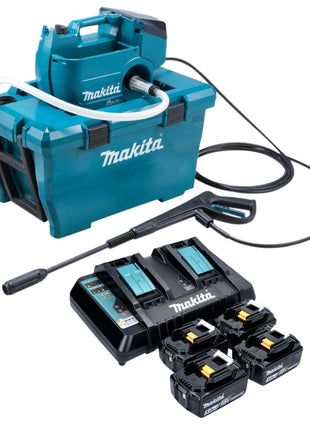 Makita DHW 080 PT4K Akku Hochdruckreiniger 36 V 2x 18 V 80 bar 380 l h Brushless 4x Akku 5 0 Ah Doppelladegeraet 0 - toolbrothers