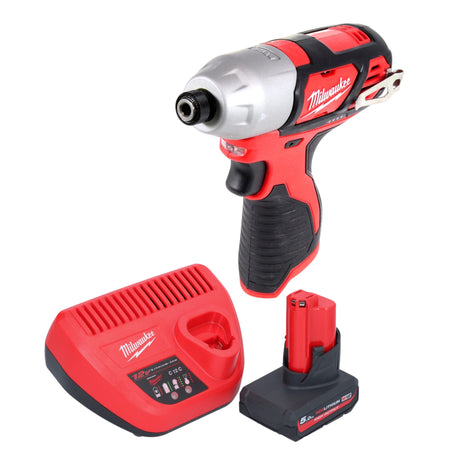 Milwaukee M12 BID 501 Akku Schlagschrauber 12 V 112 Nm 1 4 1x Akku 5 0 Ah Ladegeraet 0 - toolbrothers