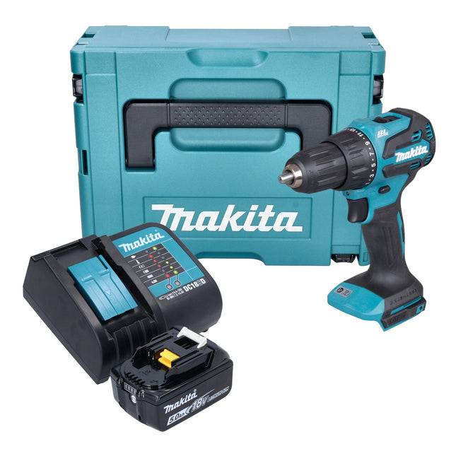 Makita DHP 490 ST1J Akku Schlagbohrschrauber 18 V 65 Nm Brushless 1x Akku 5 0 Ah Ladegeraet Makpac 0 - toolbrothers