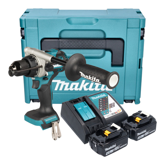 Makita DHP 492 RMJ Akku Schlagbohrschrauber 18 V 141 Nm Brushless 2x Akku 4 0 Ah Ladegeraet Makpac 0 - toolbrothers