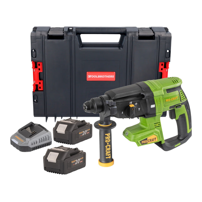 Procraft PHA40bb Akku Bohrhammer 20 V 2 6 J SDS plus Brushless 2x Akku 4 0 Ah Ladegeraet RHINO Toolcase 0 - toolbrothers