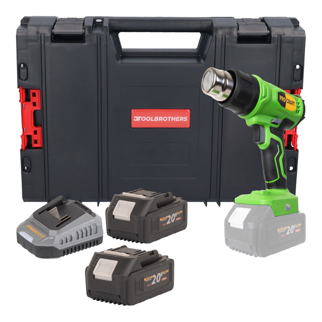 Procraft PH24bb Akku Heissluftpistole 20 V 50 550 C 2x Akku 4 0 Ah Ladegeraet RHINO Toolcase 0 - toolbrothers