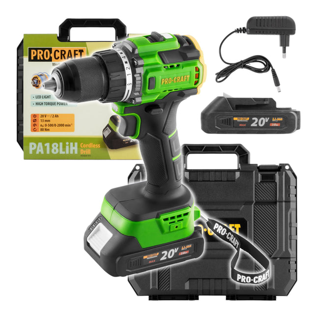 Procraft PA18LiH 1B C Akku Bohrschrauber 20 V 80 Nm Brushless 1x Akku 2 0 Ah Ladegeraet Koffer 0 - toolbrothers