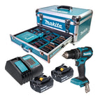 Makita DHP 485 SFX9 Akku Schlagbohrschrauber 18 V 50 Nm Brushless 2x Akku 3 0 Ah Ladegeraet 96 tlg Zubehoer Set Koffer 0 - toolbrothers