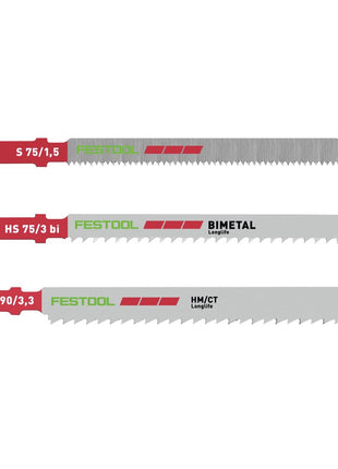 Festool STS-Sort/22 PLASTICS Stichsägeblatt-Set 22 Stk. ( 2x 204336 / 2x 204268 / 2x 204269 ) für sämtliche Kunstoffe / Laminat - Toolbrothers