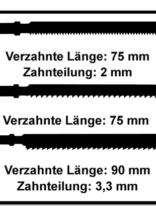 Festool STS-Sort/22 PLASTICS Stichsägeblatt-Set 22 Stk. ( 2x 204336 / 2x 204268 / 2x 204269 ) für sämtliche Kunstoffe / Laminat - Toolbrothers