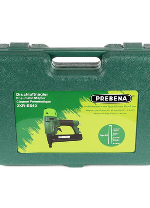 Prebena 2XR-ES40 Klammergerät Druckluft Nagler im Transportkoffer Typ ES + 5200x Prebena ES30CNKHA Heftklammern - Toolbrothers