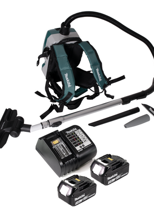 Makita DVC 261 SFX15 Akku Rucksackstaubsauger 36V (2x 18V) 2L Brushless + 2x Akku 3,0Ah + Ladegerät