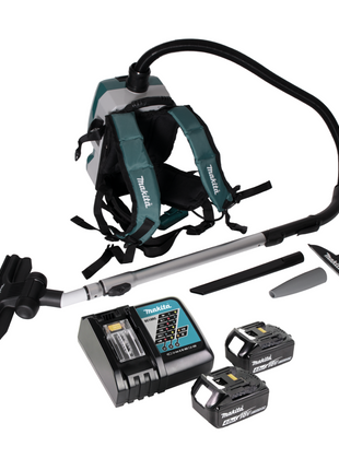 Makita DVC 261 RMX15 Akku Rucksackstaubsauger 36V (2x 18V) 2L Brushless + 2x Akku 4,0Ah + Ladegerät