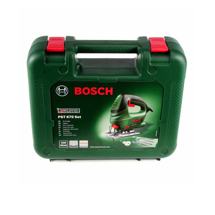 Sierra de calar para bricolaje Bosch PST 670 (CT) 500W + 18x hojas de sierra de calar + estuche