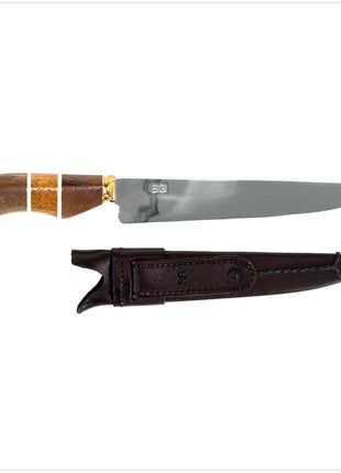 Serra Grande "Faca Pra Lida" Coltello da cucina tradizionale brasiliano forgiato a mano CARBON, lama da 20,3 cm + Fodero in vera pelle