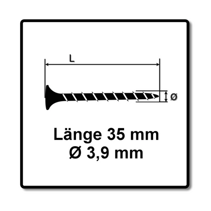 SPAX GIX-B Schnellbauschrauben magaziniert, 3,9x35mm, Nadelspitze, 1000 Stück ( 1891170390356 ) Vollgewinde, Trompetenkopf, Kreuzschlitz H2