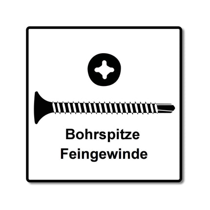 SPAX GIX-D Schnellbauschrauben 3,5x45 mm Bohrspitze Phosphatiert 1000 Stück ( 1991170350456 ) Vollgewinde , Trompetenkopf, Kreuzschlitz H2 - Toolbrothers