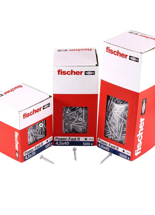 Fischer Power-Fast II FPF II Chipboard Screw 4.0x25mm, Countersunk head, Inner Star Torx, Partial Thread, Zinc plated, Blue passivated - 1000 pcs. (670624)