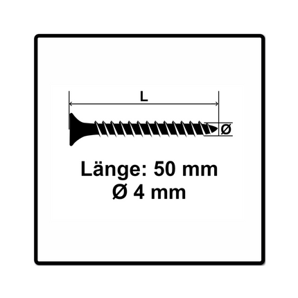 Fischer Power-Fast II FPF II Spanplattenschraube 4,0x50 mm 500 Stück ( 670163 ) Senkkopf mit Torx Vollgewinde galvanisch verzinkt, blau passiviert