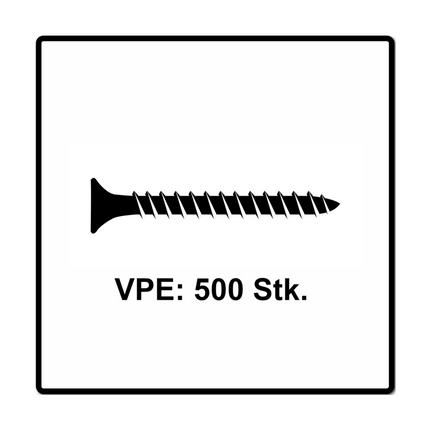 Fischer Power-Fast II FPF II Spanplattenschraube 4,5x40 mm 500 Stück ( 670261 ) Senkkopf mit Torx Vollgewinde galvanisch verzinkt, blau passiviert