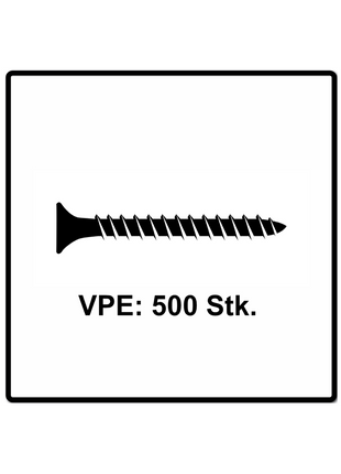 Fischer Power-Fast II FPF II Chipboard screw 5.0x25mm, 500 pcs. Countersunk head with Torx drive, Full thread, galvanised, blue passivated (670639)