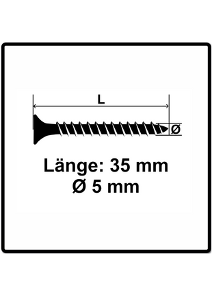 Fischer Power-Fast II FPF II Chipboard screw 5.0x35mm 200 pcs. Countersunk head with Torx drive, Full thread, galvanised, blue passivated (670352)