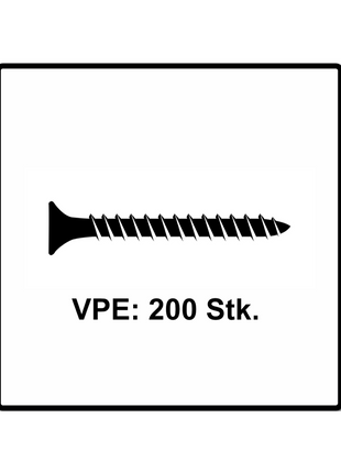 Fischer Power-Fast II FPF II Chipboard screw 5.0x35mm 200 pcs. Countersunk head with Torx drive, Full thread, galvanised, blue passivated (670352)