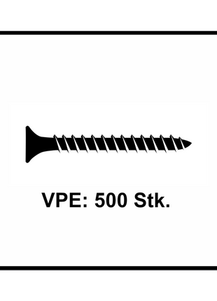 Fischer Power-Fast II FPF II Chipboard screw 5.0x35mm 500 pcs. Countersunk head with Torx drive, Full thread, galvanised, blue passivated (670353)
