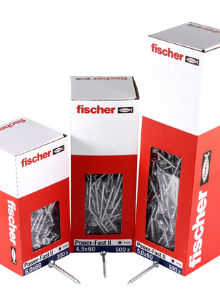 Fischer Power-Fast II FPF II tornillos para aglomerado 4,5x40 mm 200 piezas (670268) cabeza avellanada con rosca parcial Torx, galvanizado, pasivado azul