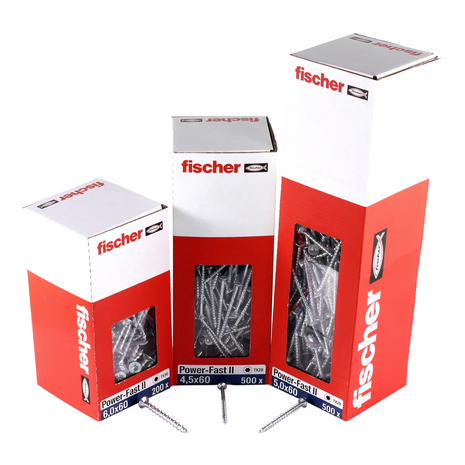 Fischer Power-Fast II FPF II Chipboard Screw 4.5x40mm, Countersunk head, Torx, Partial threaded, Blue zinc plated, 200 pcs. (670268)