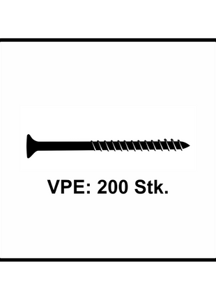 Fischer Power-Fast II FPF II tornillos para aglomerado 4,5x40 mm 200 piezas (670268) cabeza avellanada con rosca parcial Torx, galvanizado, pasivado azul