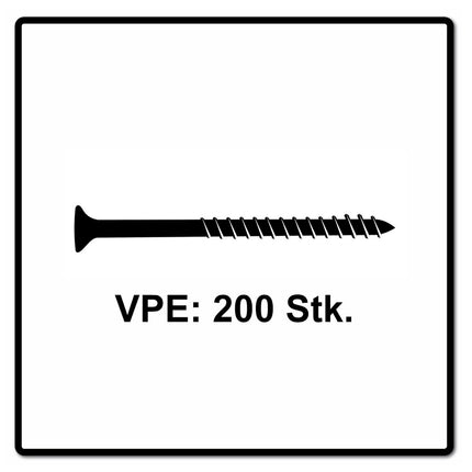 Fischer Power-Fast II FPF II Chipboard Screw 4.5x60mm, Countersunk head, Torx, Partial threaded, Blue zinc plated, 200 pcs. (670632)