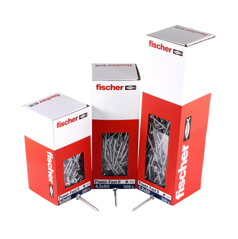 Fischer Power-Fast II FPF II Chipboard screw 5.0x40mm 200 pcs. Countersunk head with Torx drive, partly thread, galvanised, blue passivated (670372)