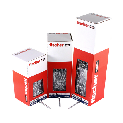 Fischer Power-Fast II FPF II Chipboard screw 5.0x40mm 500 pcs. Countersunk head with Torx drive, partial thread, galvanised, blue passivated (670373)