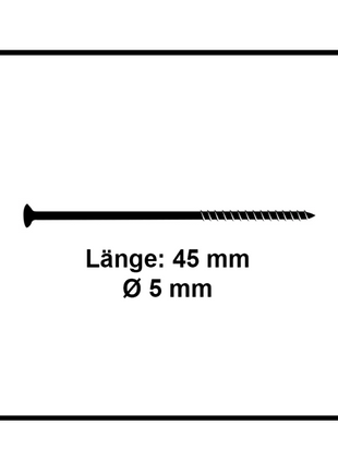 Fischer Power-Fast II FPF II Chipboard screw 5.0x45mm 200 pcs. Countersunk head with Torx drive, partial thread, galvanised, blue passivated (670374)