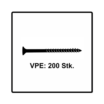 Fischer Power-Fast II FPF II Chipboard screw 5.0x45mm 200 pcs. Countersunk head with Torx drive, partial thread, galvanised, blue passivated (670374)