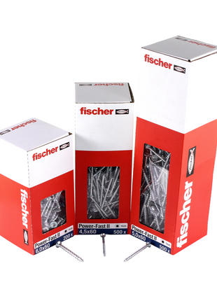 Fischer Power-Fast II FPF II Chipboard Screw 5.0x60mm, Countersunk head ,Inner Star Torx, Partial Thread, Zinc plated, Blue passivated - 100 pcs. (670378)