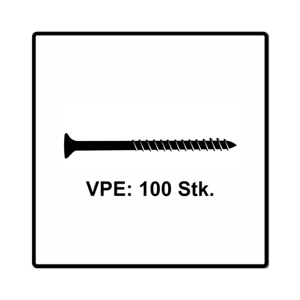 Fischer Power-Fast II FPF II Chipboard Screw 5.0x60mm, Countersunk head ,Inner Star Torx, Partial Thread, Zinc plated, Blue passivated - 100 pcs. (670378)