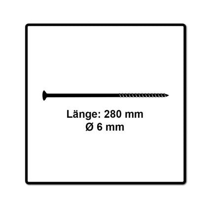 Fischer Power-Fast II FPF II tornillo para aglomerado 6,0x280 mm 50 piezas (670473) cabeza avellanada con rosca parcial Torx, galvanizado, pasivado azul