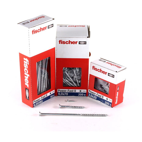 Fischer Vis pour panneaux de particules Power-Fast II FPF II 6.0x90 mm - 200 pièces (670647) tête fraisée + Filetage partiel Torx, zinguée, passivée bleue