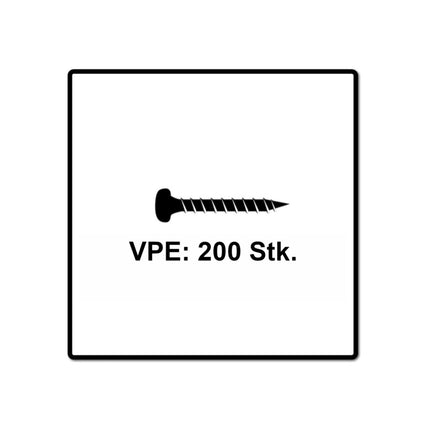 Fischer Power-Fast II FPF II Viti per legno 3,0x12 mm, 200 pz. ( 670056 ) Testa tonda, Torx, filettatura completa, zincate, passivato blu