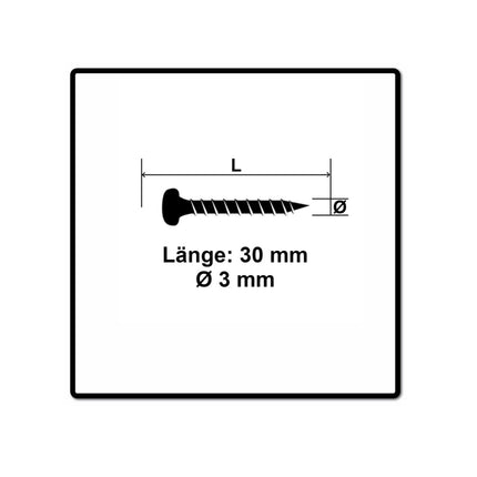Fischer Power-Fast II FPF II Chipboard Screw 3,0x30mm, Pan head, Torx, Full thread, Blue zinc plated, 200pcs. (670060)