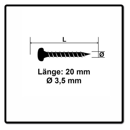 Fischer Power-Fast II FPF II Chipboard Screw 3,0x20mm, Pan head, Torx, Full thread, Blue zinc plated, 200pcs. (670100)