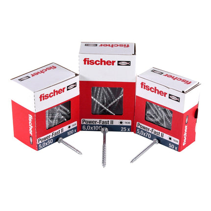 Fischer Power-Fast II FPF II Chipboard Screw 3,5x25mm, Pan head, Torx, Full thread, Blue zinc plated, 200pcs. (670101)