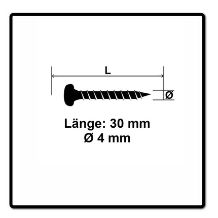Fischer Power-Fast II FPF II Chipboard Screw 4.0x30mm, Pan head, Torx, Full threaded, Blue zinc plated, 200pcs. (670237)