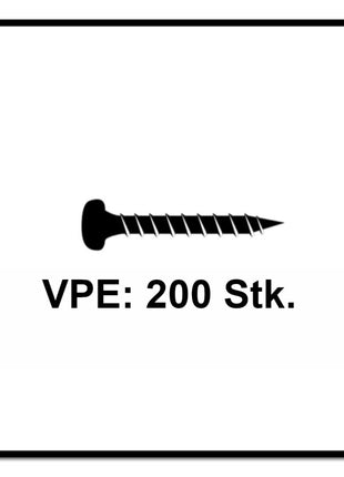 Fischer Power-Fast II FPF II Viti per legno 4,0x40 mm, 200 pz. ( 670239 ) Testa tonda, Torx, filettatura completa, zincate, passivato blu