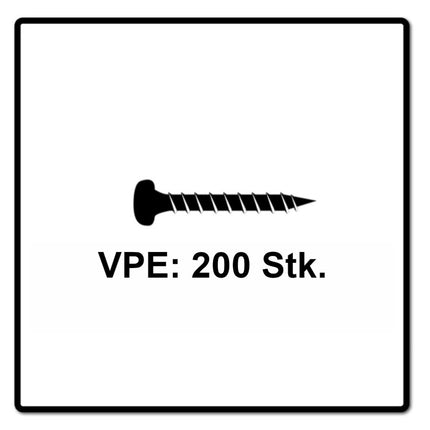 Fischer Power-Fast II FPF II Chipboard Screw 4,0x50mm, Pan head, Torx, Full threaded, Blue zinc plated, 200 pcs. (670240)