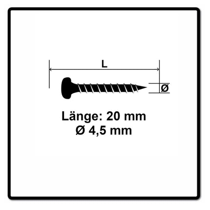 Fischer Power-Fast II FPF II Chipboard Screw 4.5x20mm, Pan head, Torx, Full threaded, Blue zinc plated, 200pcs. (670328)