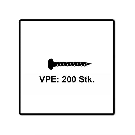 Fischer Power-Fast II FPF II Chipboard screw 5.0x16mm 200 pcs. Pan Head, Torx drive,  full thread, blue zinc galvanized (670434)
