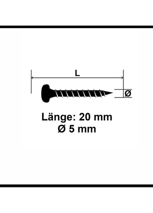 Fischer Power-Fast II FPF II Chipboard screw 5.0x20mm, 200 pcs. Pan Head, Torx drive, full thread, blue zinc galvanized (670435)